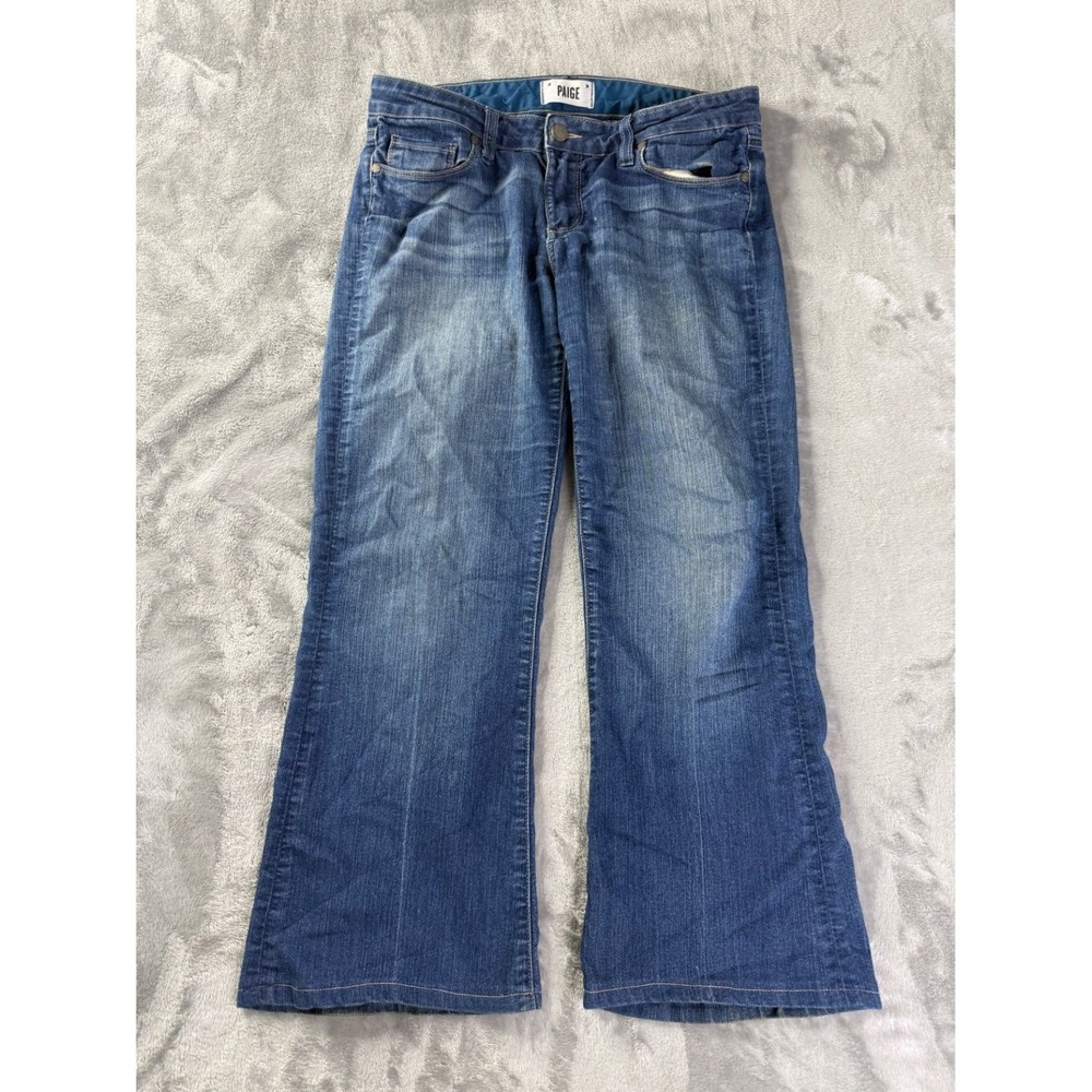 Paige Skyline Boot Jeans Womens 29 Blue Stretch Bootcut Medium Wash Embroidered